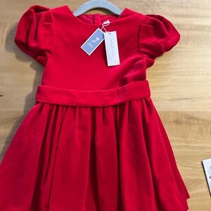 NWT Jacadi Paris Red Velvet Dress Toddler Girl T3, 3A, 96 cm